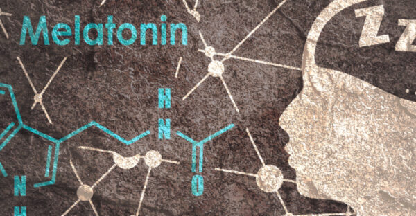 Melatonina hormon ciemności - grafika z wzorem chemicznym melatoniny